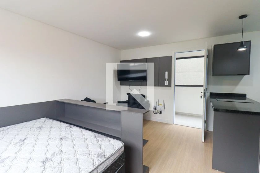 Kitnet mobiliada com 1 quarto e cozinha americana