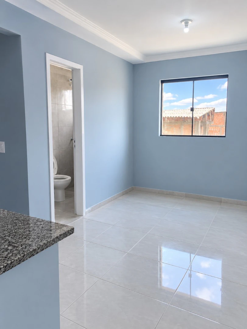 Unfurnished studio with a glass shower enclosure