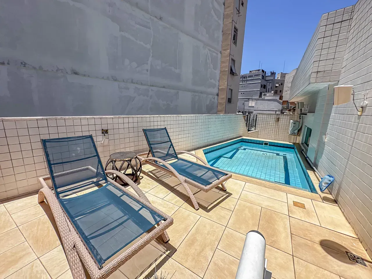 2-bedroom apartment in a building with a gym
