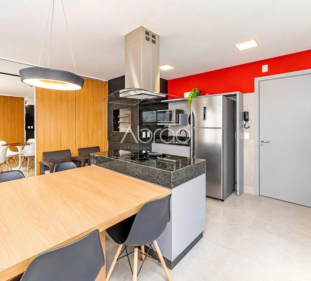 Furnished studio in a building with a coworking space