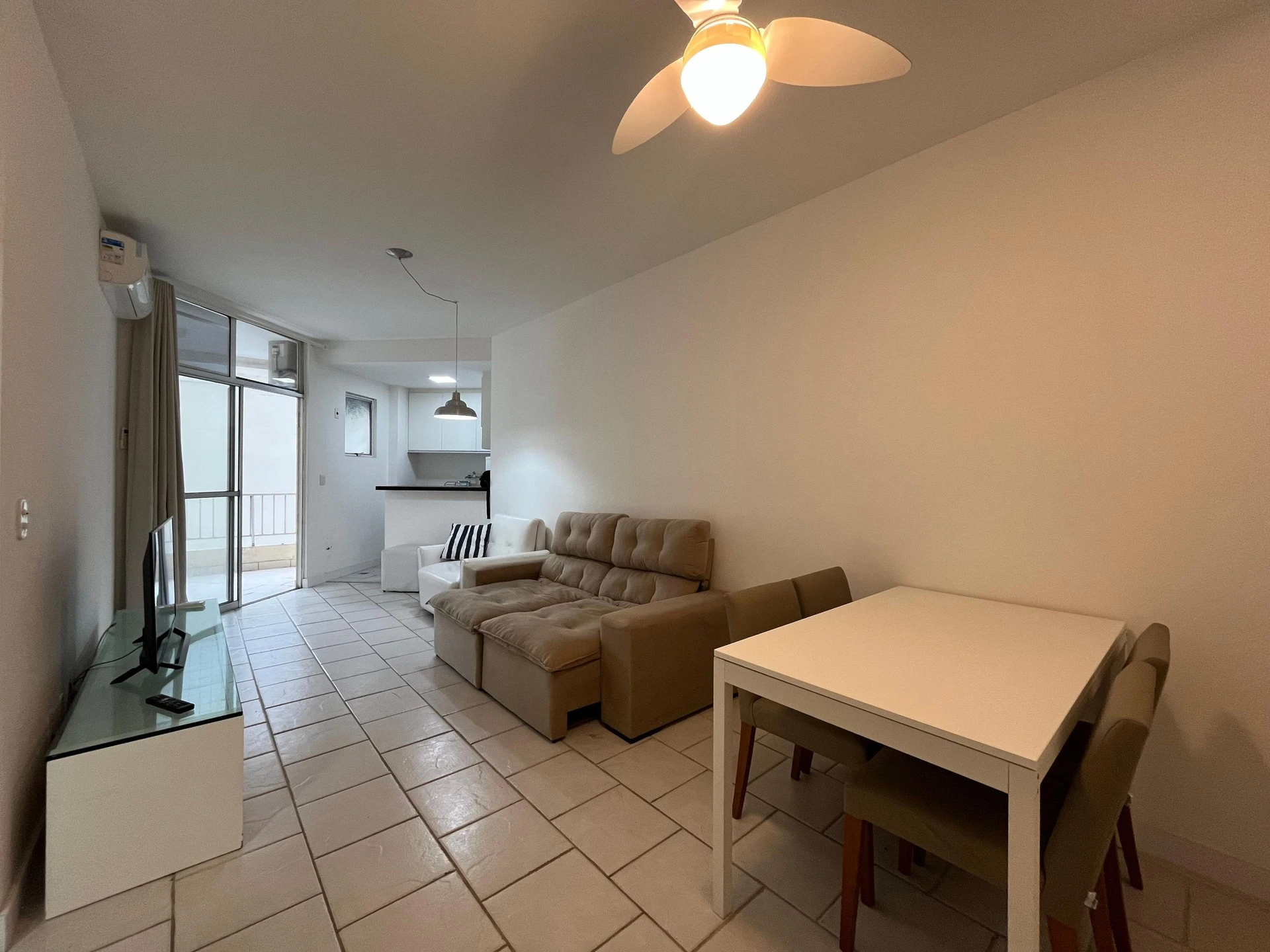 One-bedroom apartment in a building with a sauna
