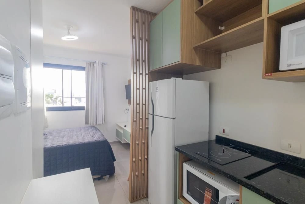 Furnished studio with 1 bedroom and glass balcony — photo 15