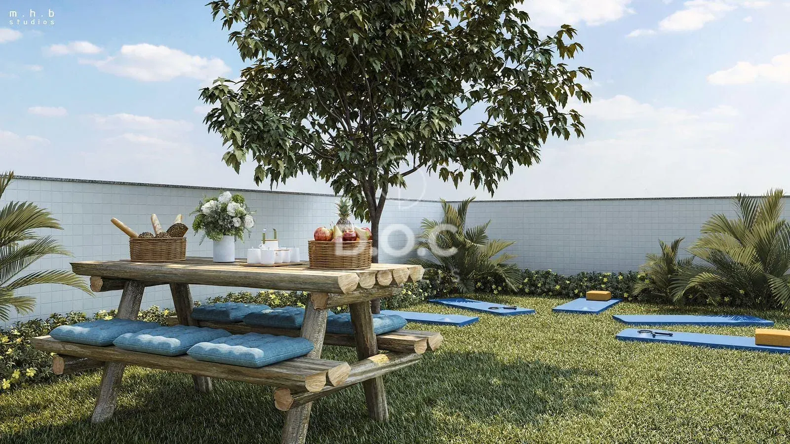 Balcony with a grill in a 2-bedroom apartment, 70 m² — photo 18