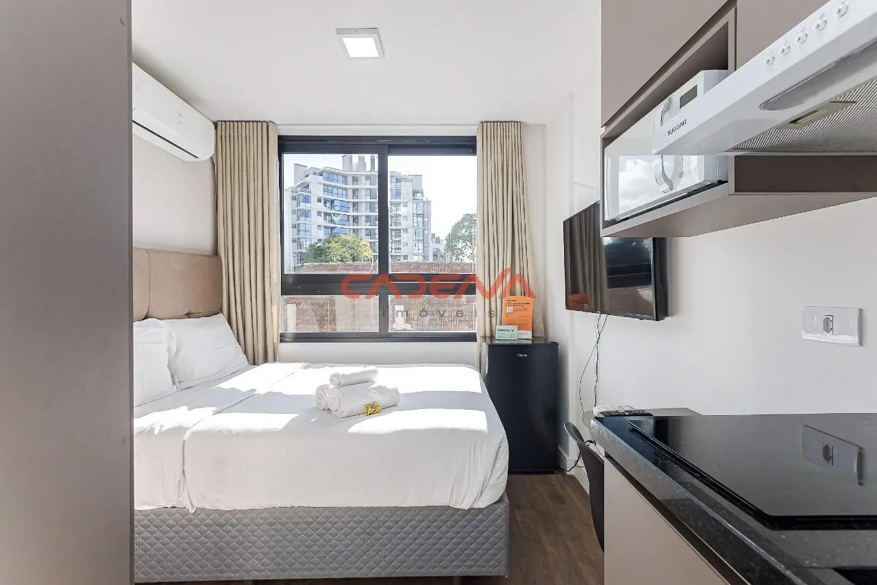 Furnished studio in a building with a gym