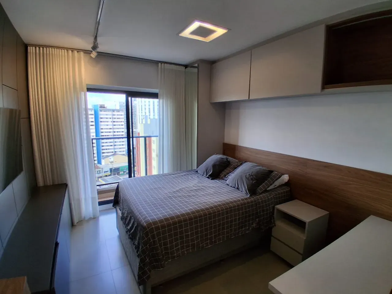 Furnished studio with air conditioning and a balcony