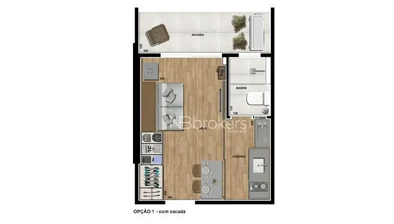 Estudio con 1 dormitorio y balcón con parrilla — photo 58