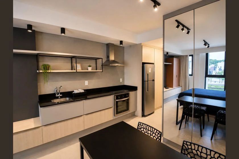 Studio mobiliado com 1 quarto e cozinha americana — photo 3