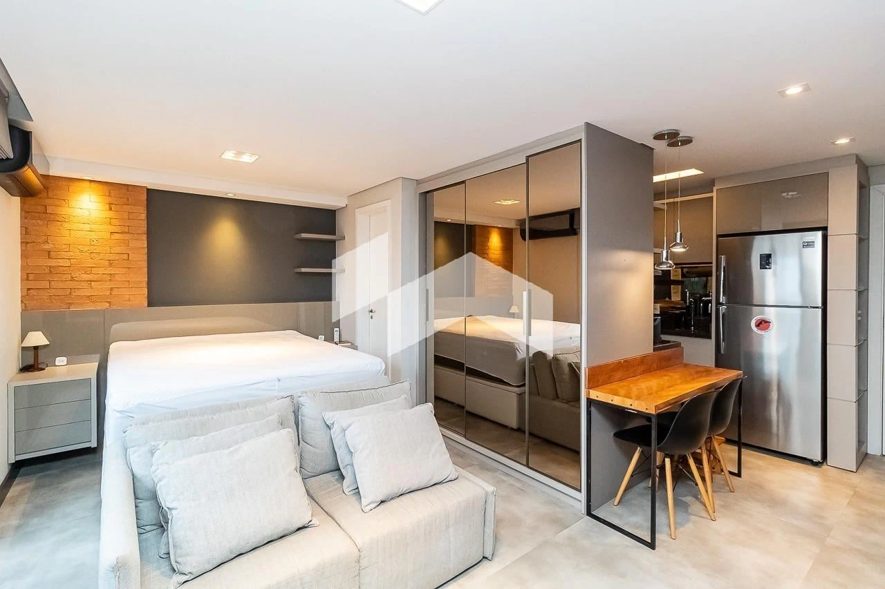 Studio mobiliado em condomínio com sauna