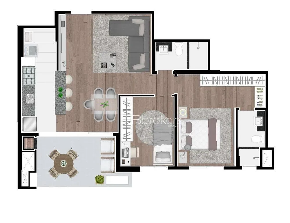 Estudio con 1 dormitorio y balcón con parrilla — photo 60