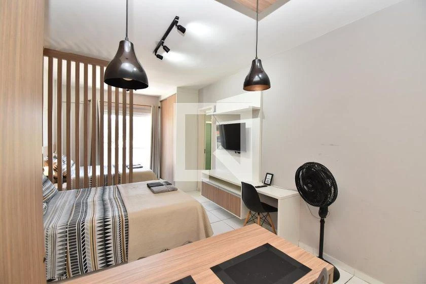 Furnished 27 m² kitnet with parking and 1 bedroom