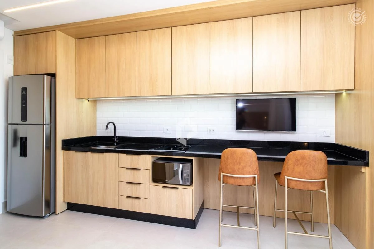 One-bedroom apartment in a building with a gym