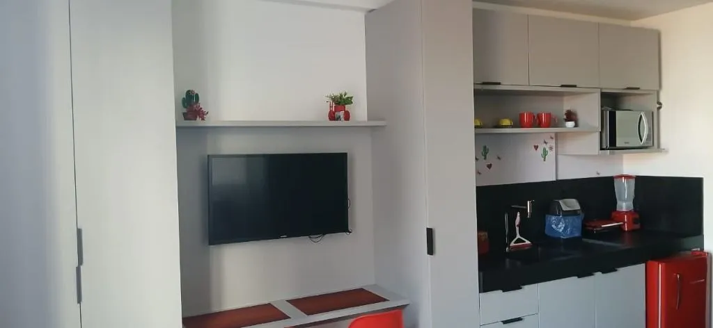 Apartamento mobiliado de 17 m² com 1 suíte e 1 vaga