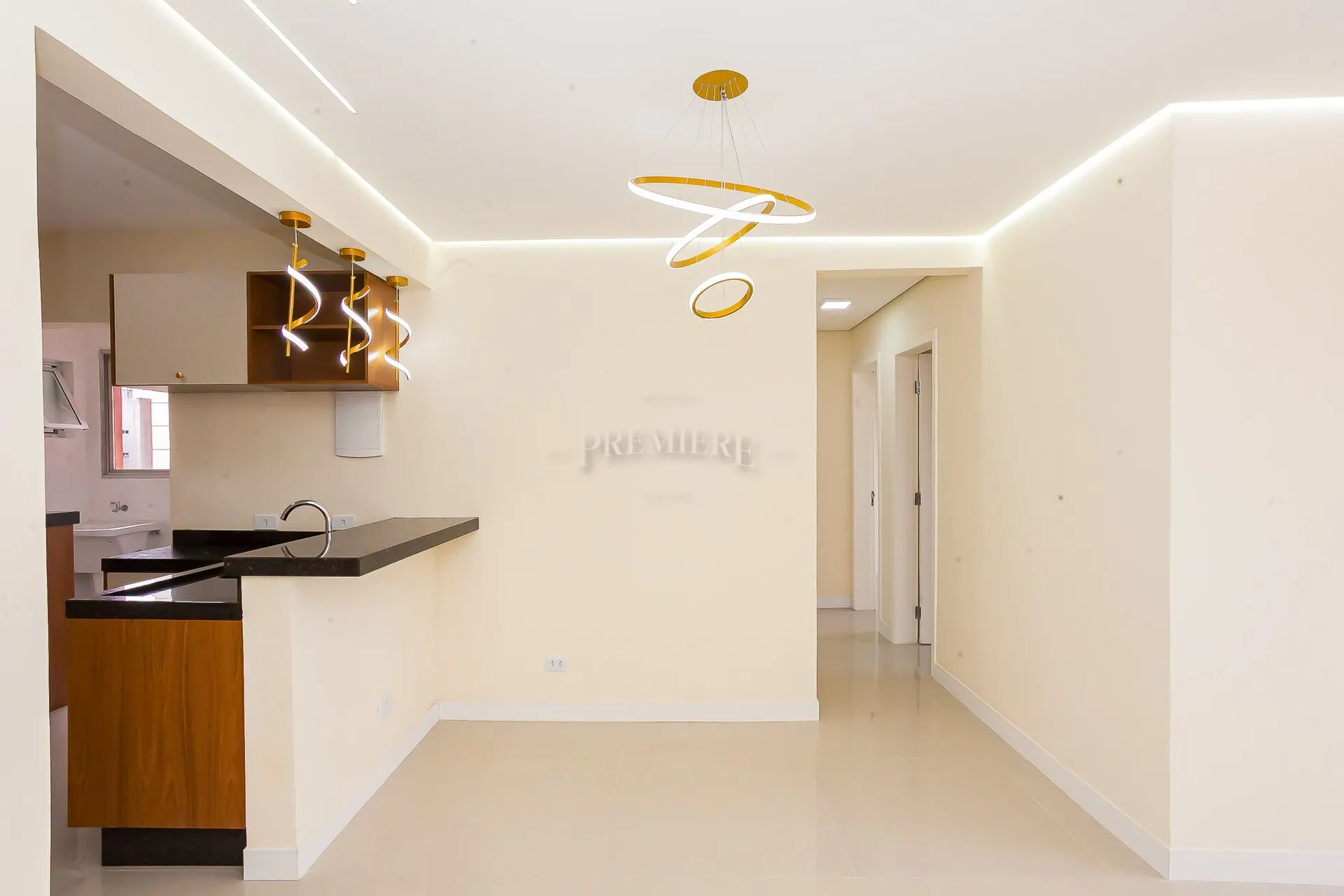 Apartamento de 3 quartos com cozinha americana e 2 banheiros