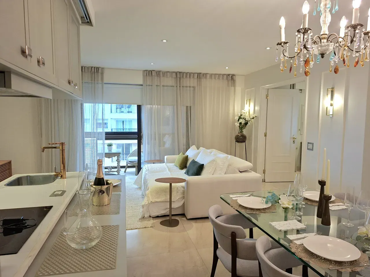 2-bedroom apartment in a building with a sauna
