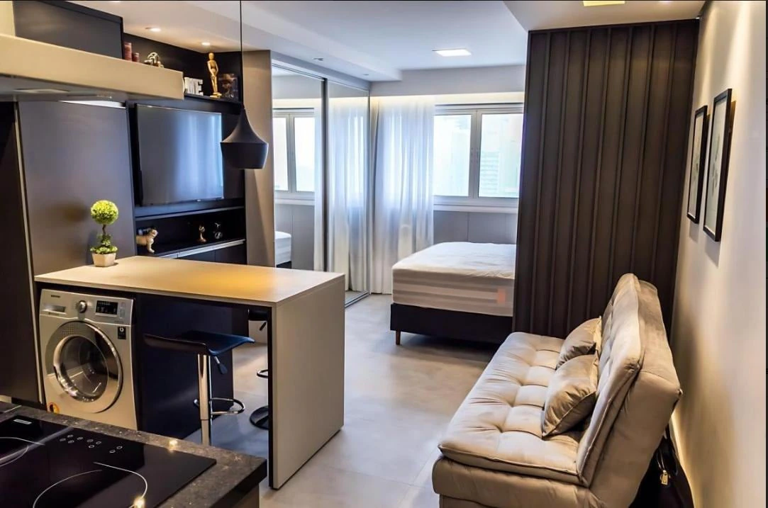 41 m² apartment with a dryer and a washing machine