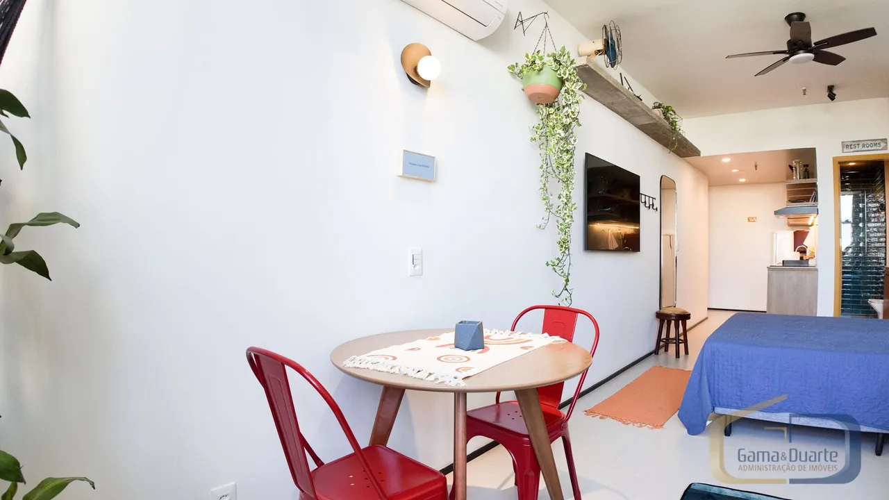 Furnished apartment with open-plan kitchen and glass shower — photo 11