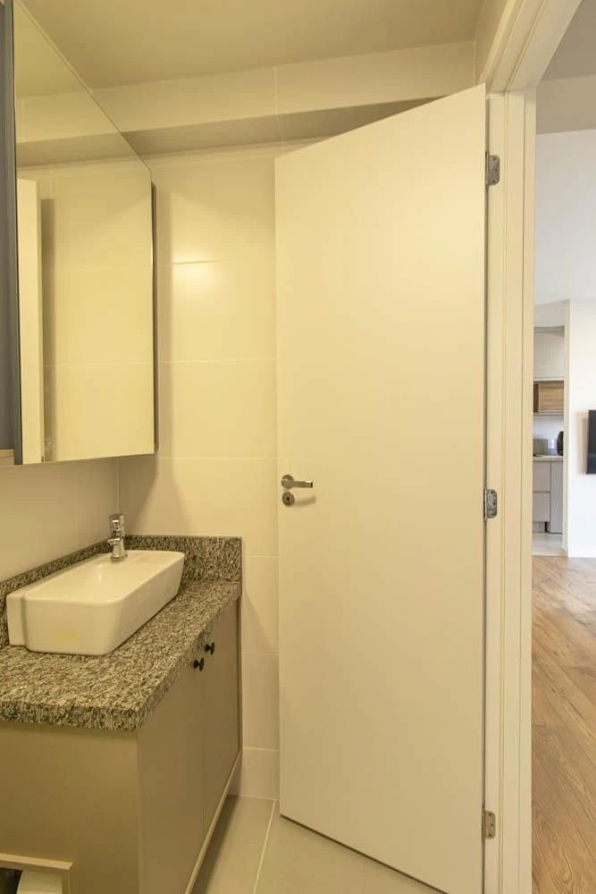 2-bedroom apartment in a building with a gym