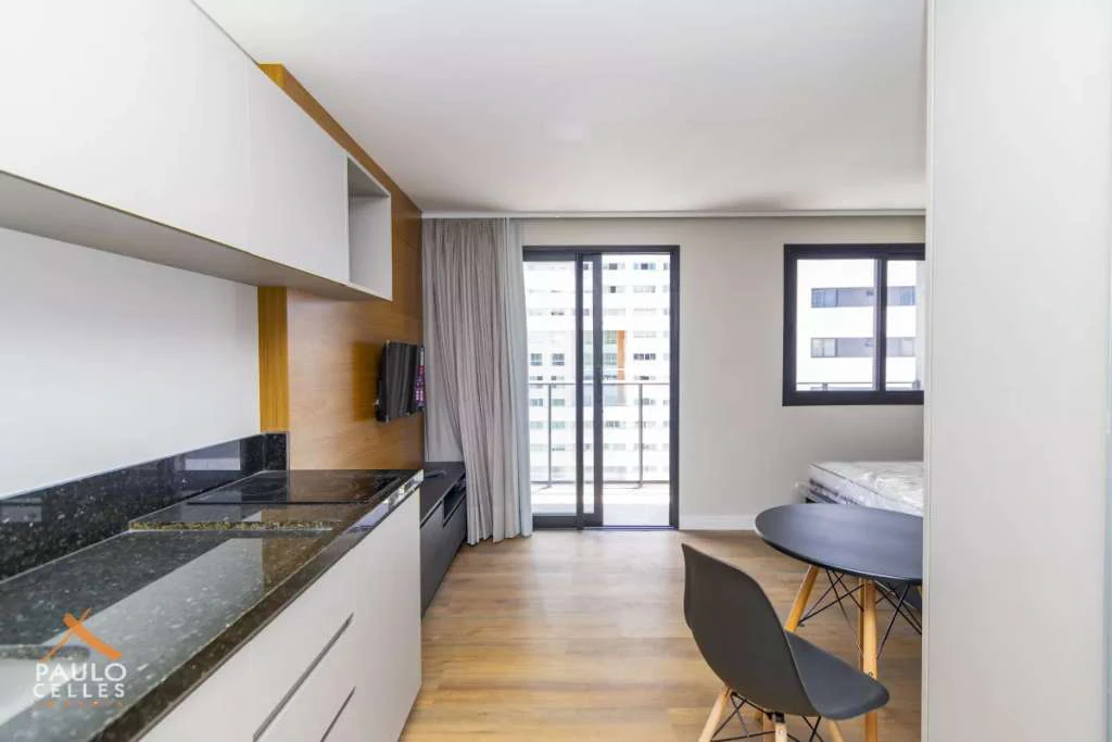 Furnished studio with balcony and air conditioning