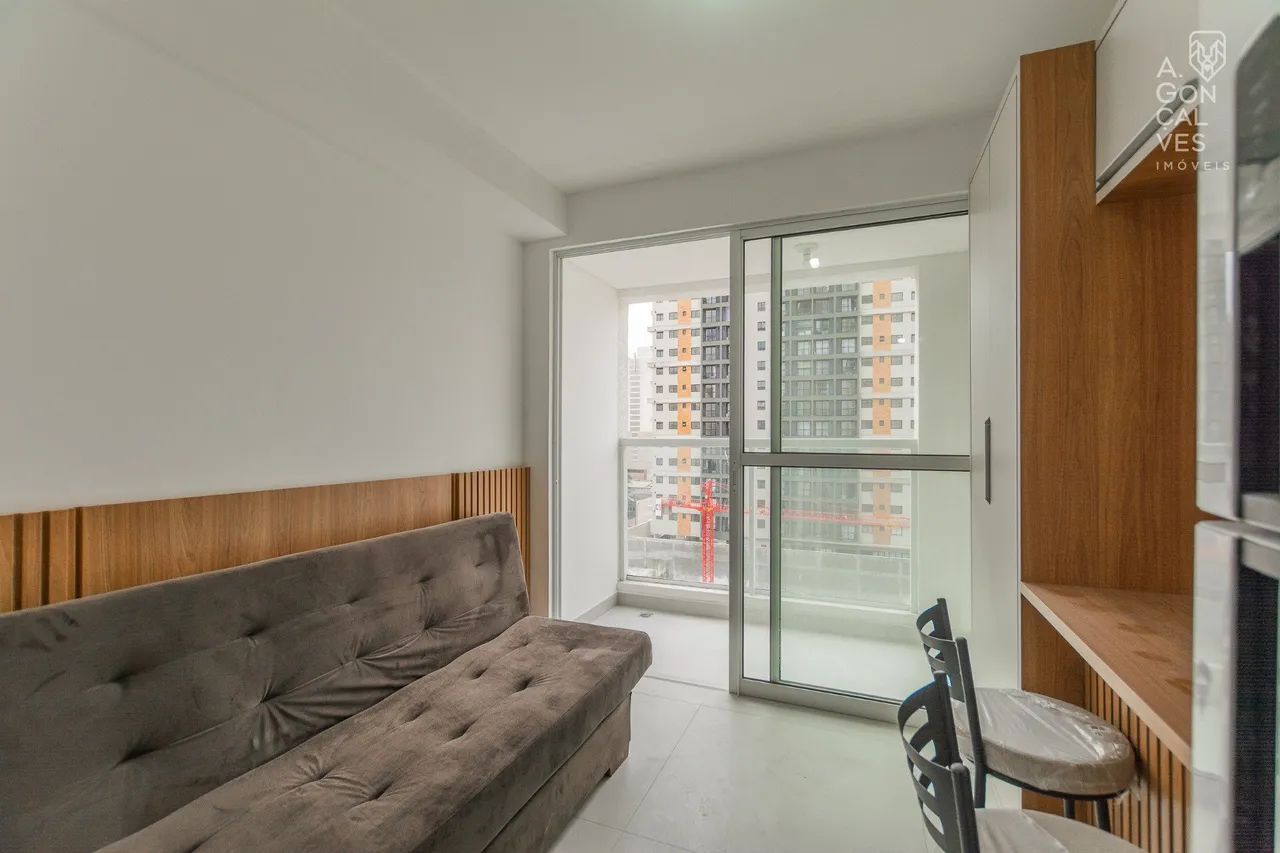 Studio mobiliado de 28 m², 1 quarto e varanda de vidro — photo 3