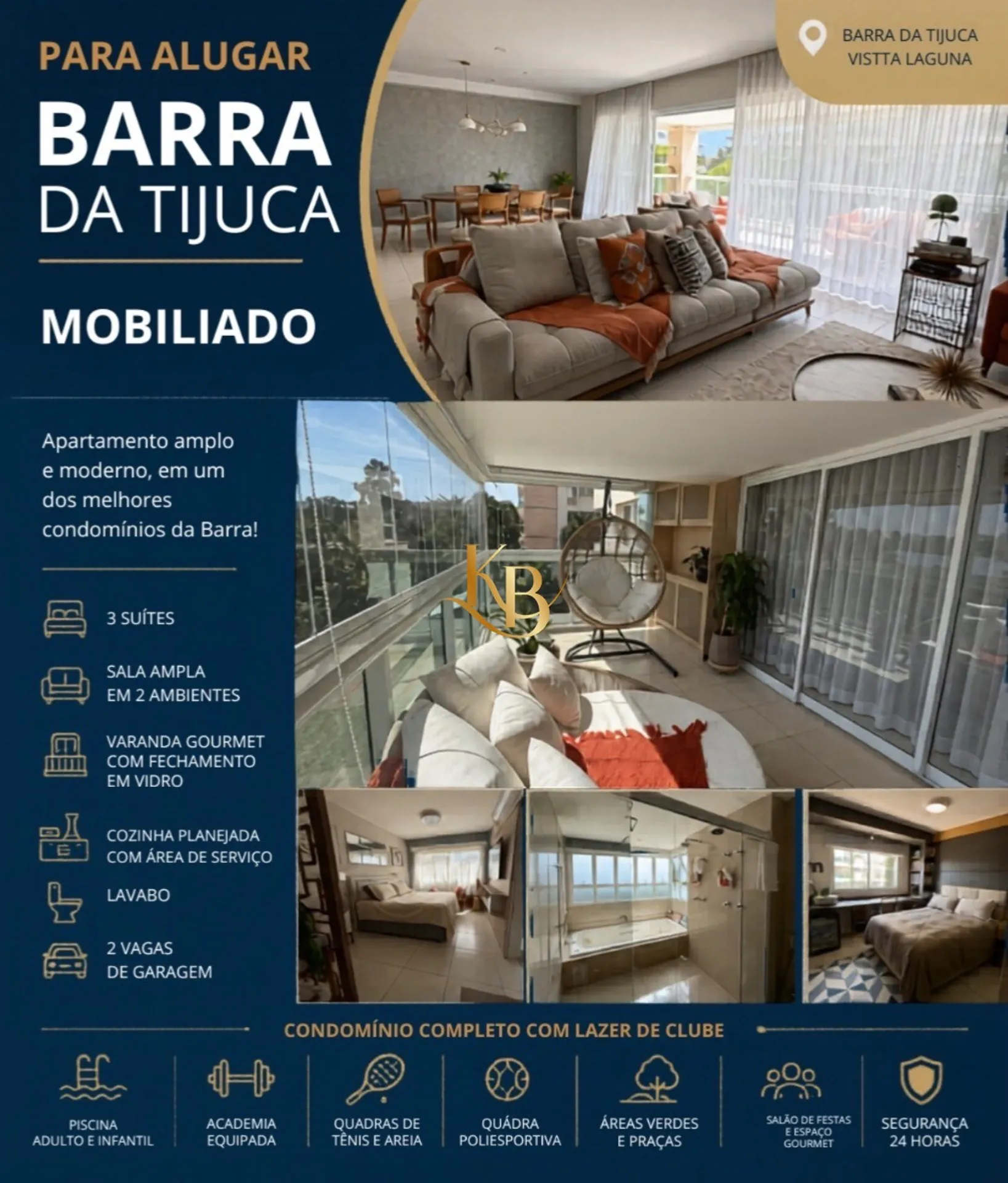Furnished 4-bedroom apartment with enclosed balcony and grill — photo 38