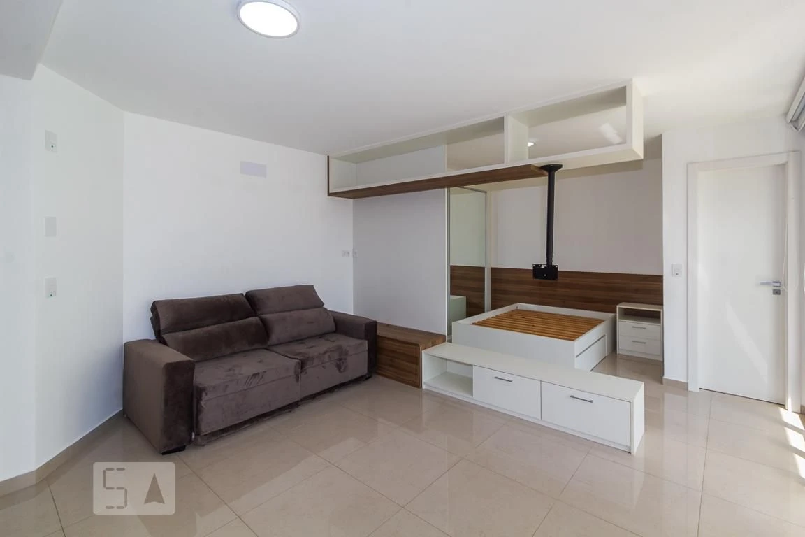 Furnished studio in a building with a sauna