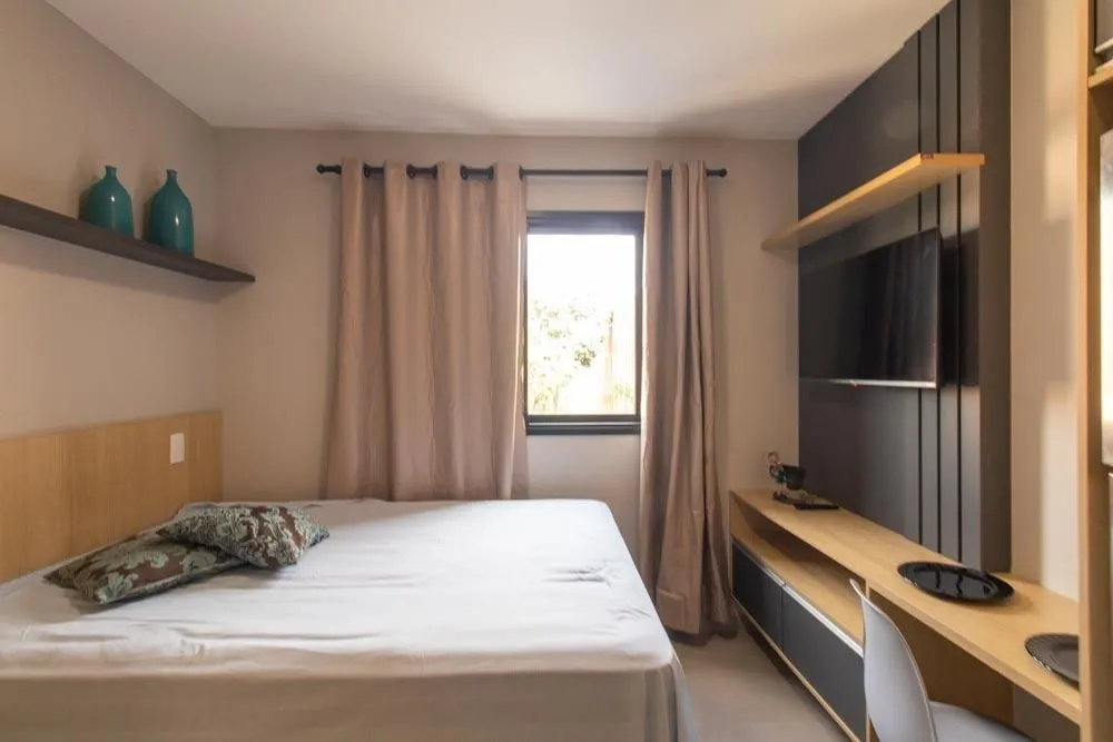 Studio mobiliado em condomínio com coworking