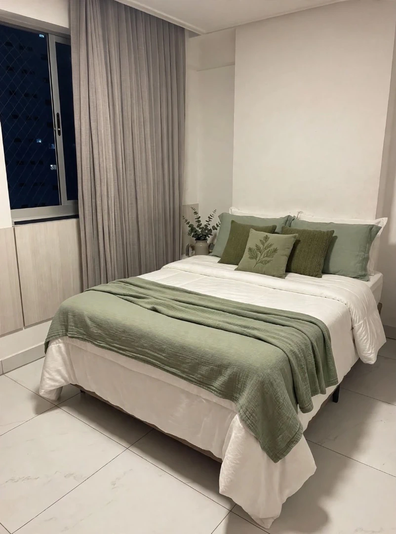 2-bedroom apartment in a building with a gym
