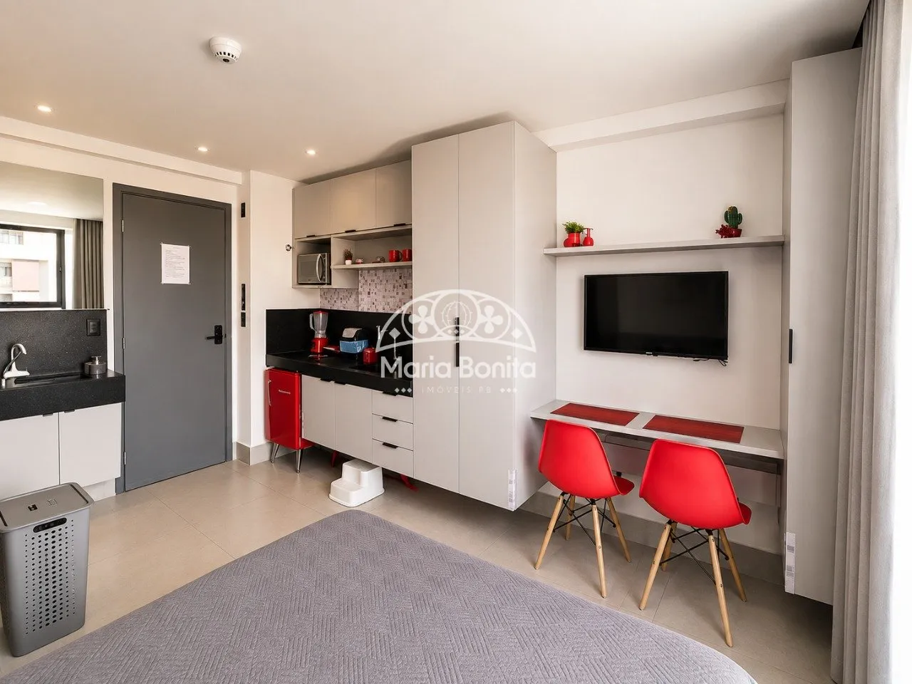 Apartamento mobiliado de 17 m² com suíte