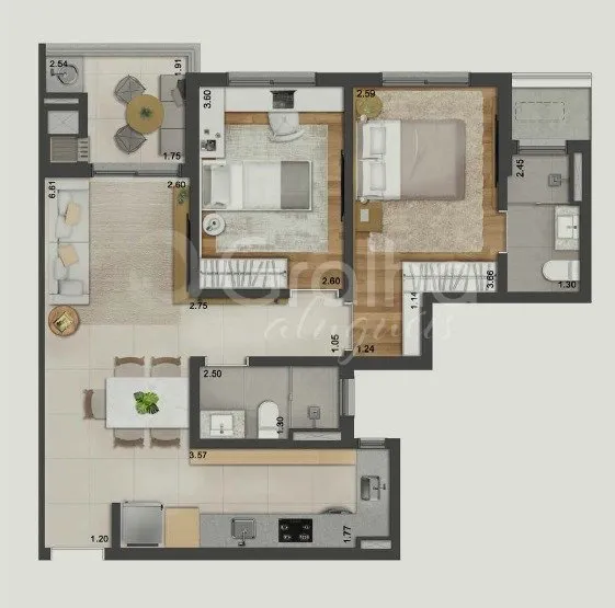 Apartamento mobiliado de 114 m² com 2 quartos e sacada — photo 4