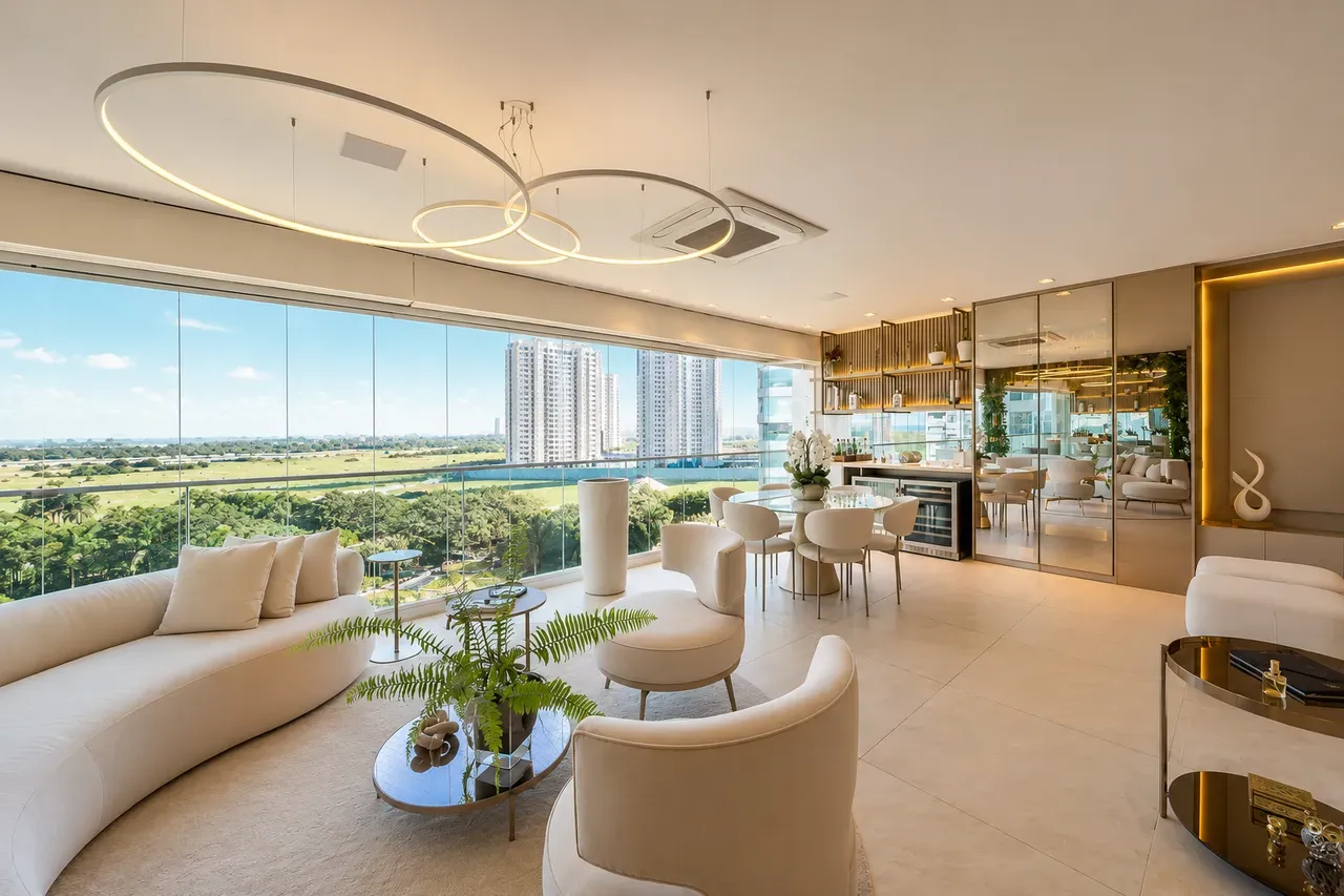 Furnished apartment, 266 m², with floor-to-ceiling windows