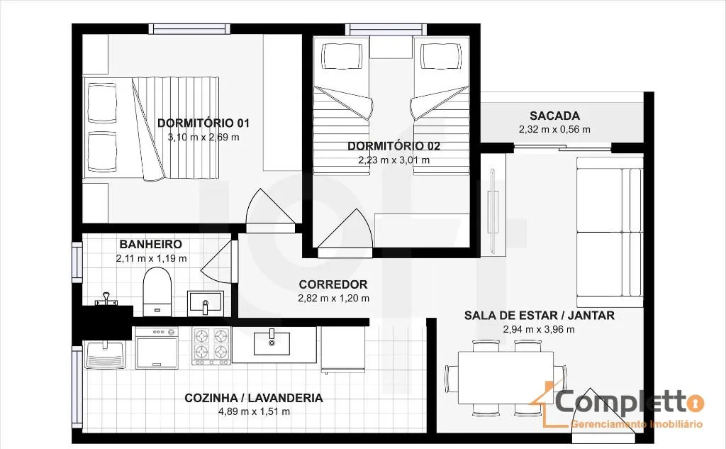 2-bedroom apartment in a building with a gym — photo 23