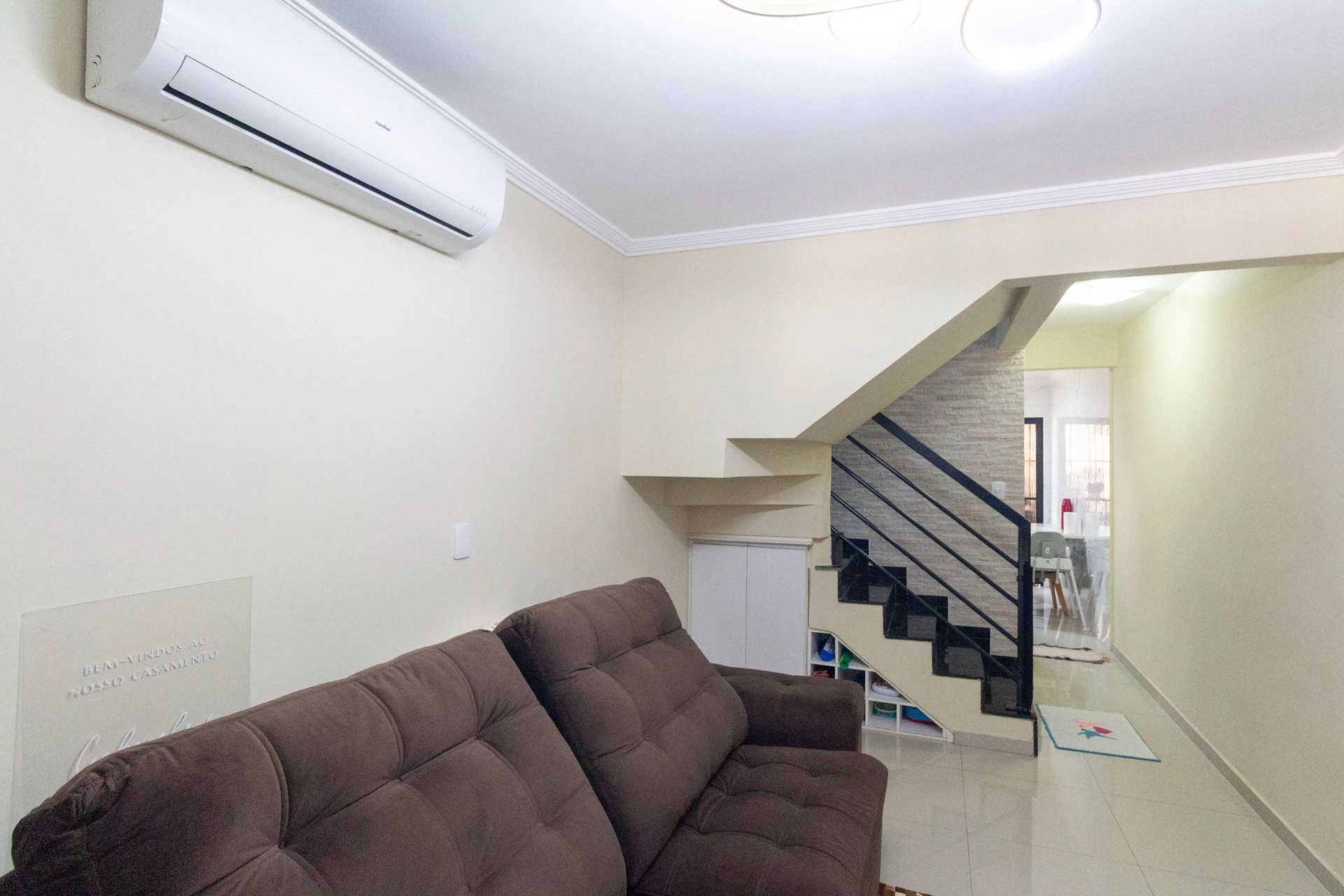Balcony with a grill in a 2-bedroom house, 80 m²