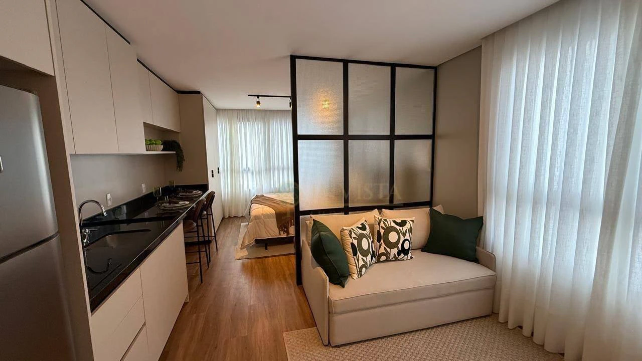 Apartamento mobiliado com cozinha integrada, 36 m²