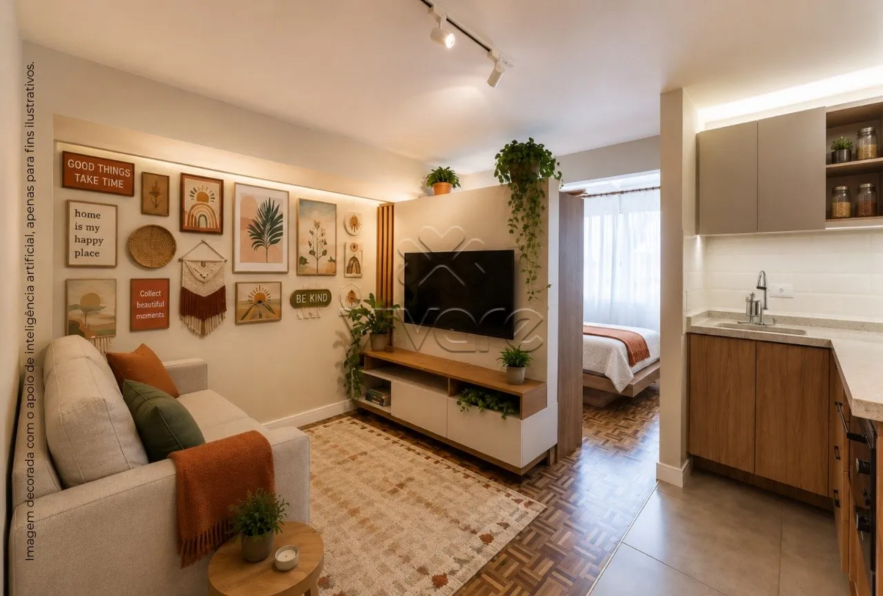 1-bedroom apartment with open-plan kitchen and electric oven