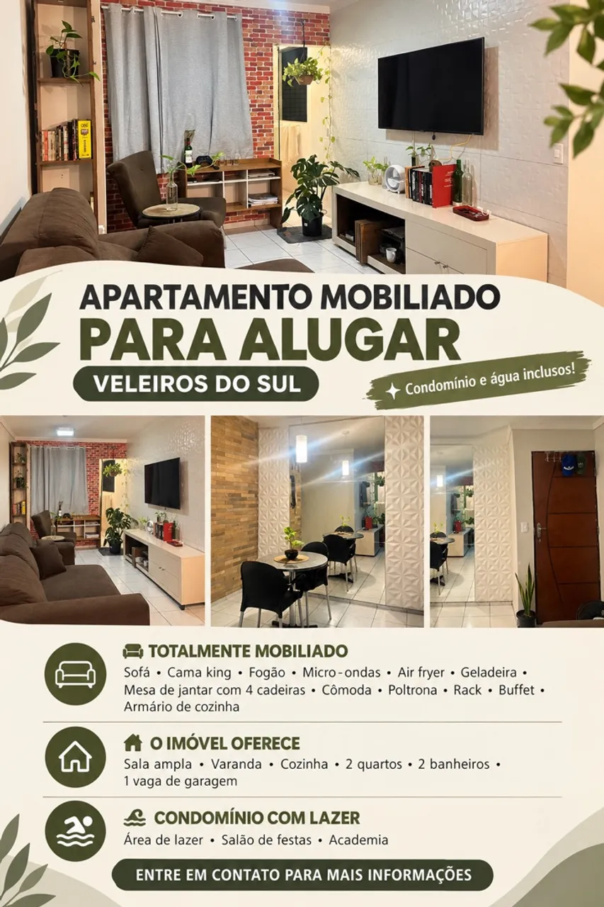 2-bedroom apartment in a building with a gym