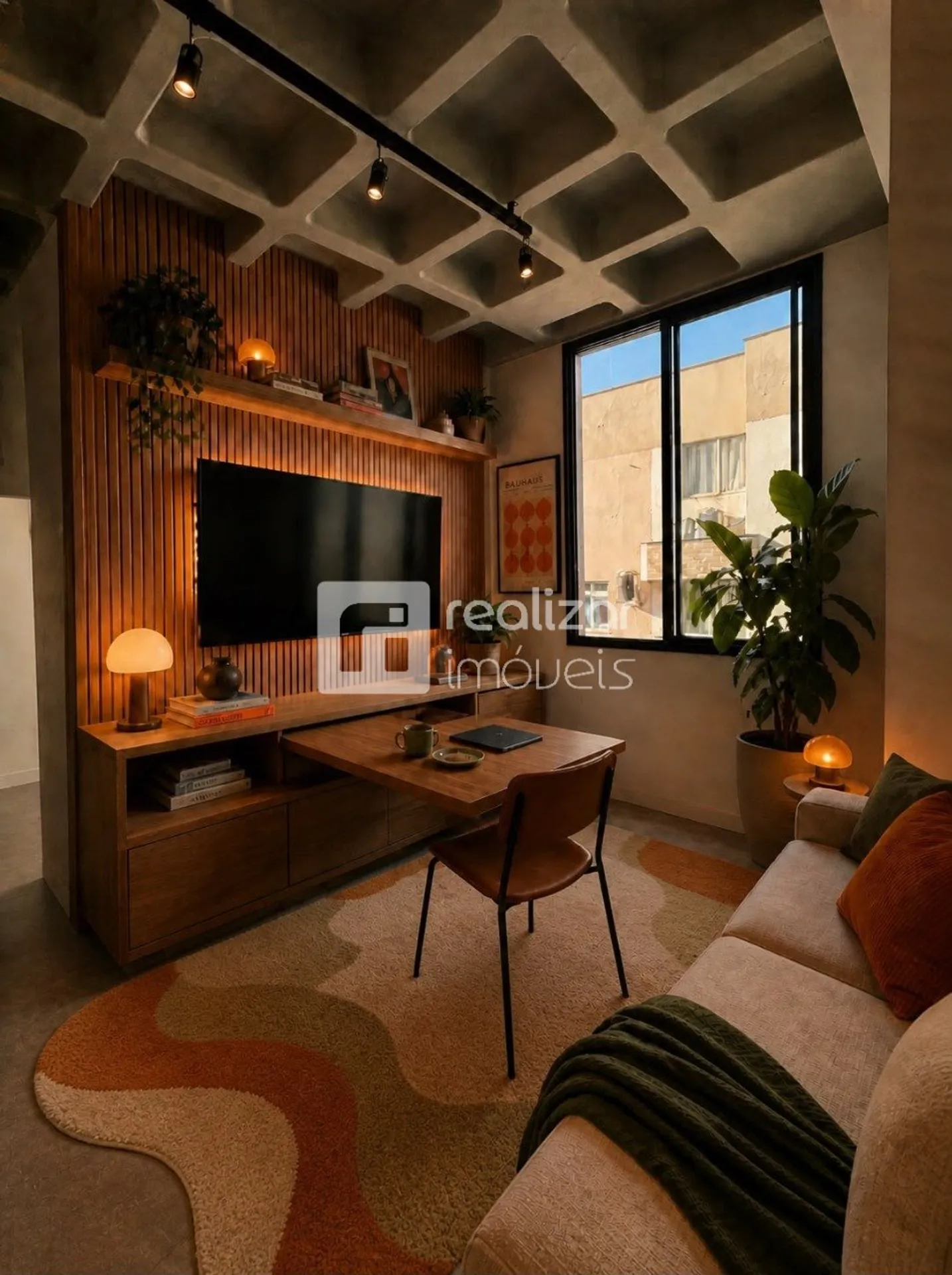 Furnished 1-bedroom apartment with open-plan kitchen