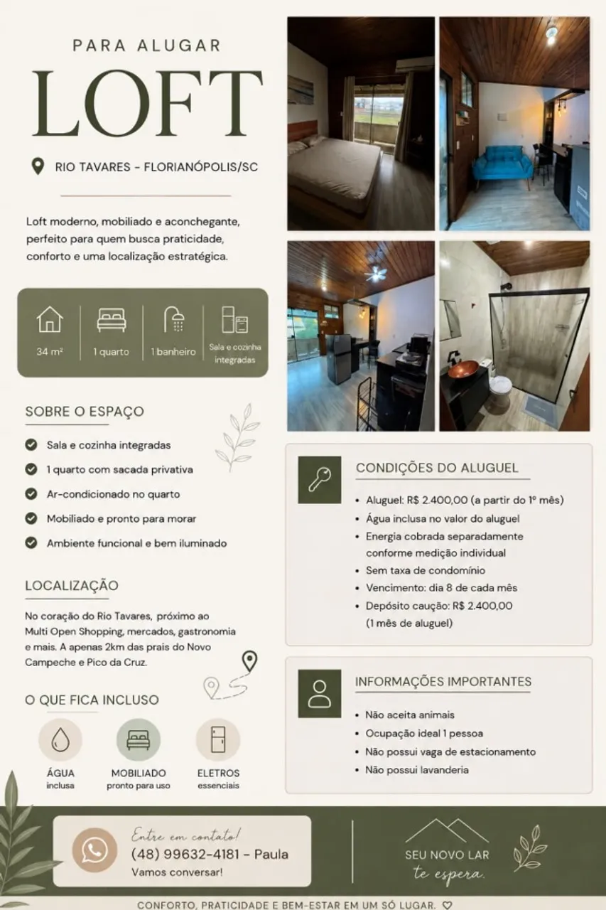 Furnished house with an open kitchen and 1 bedroom