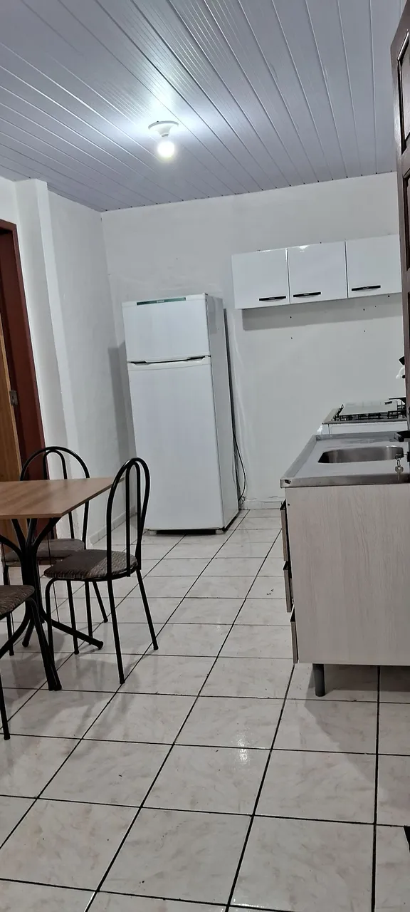 Furnished studio with 1 bedroom and a gas stove kitchen