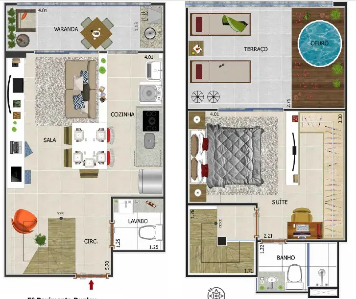 Duplex apartment with 1 bedroom and 2 bathrooms — photo 19
