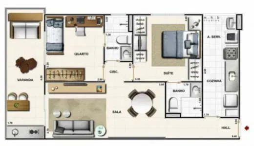 2-bedroom apartment with balcony, closed kitchen — photo 3