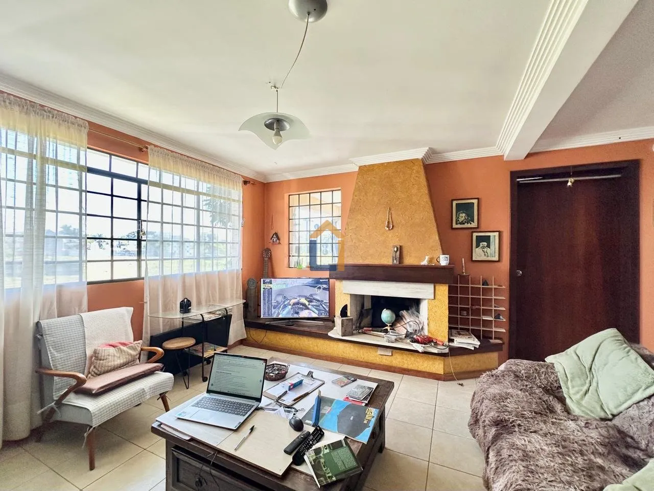 400 m² house with floor-to-ceiling windows and a fireplace — photo 44