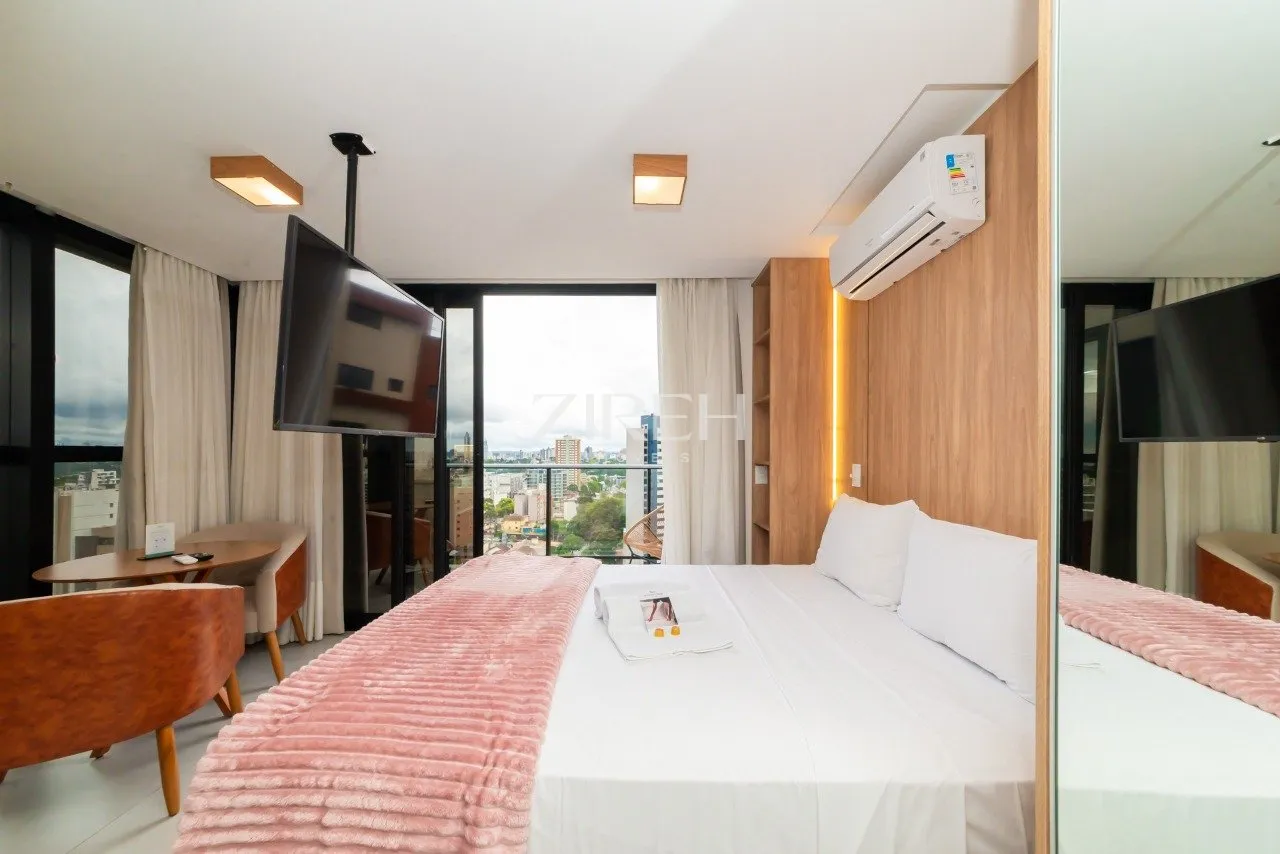 Furnished studio in a building with a coworking space
