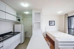 Furnished studio in a building with a sauna