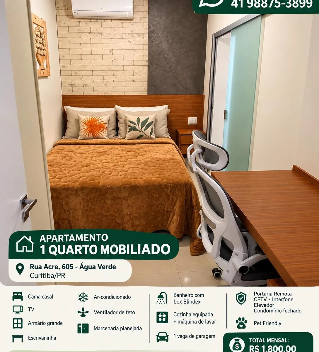 35 m² apartment with a washing machine and a home office