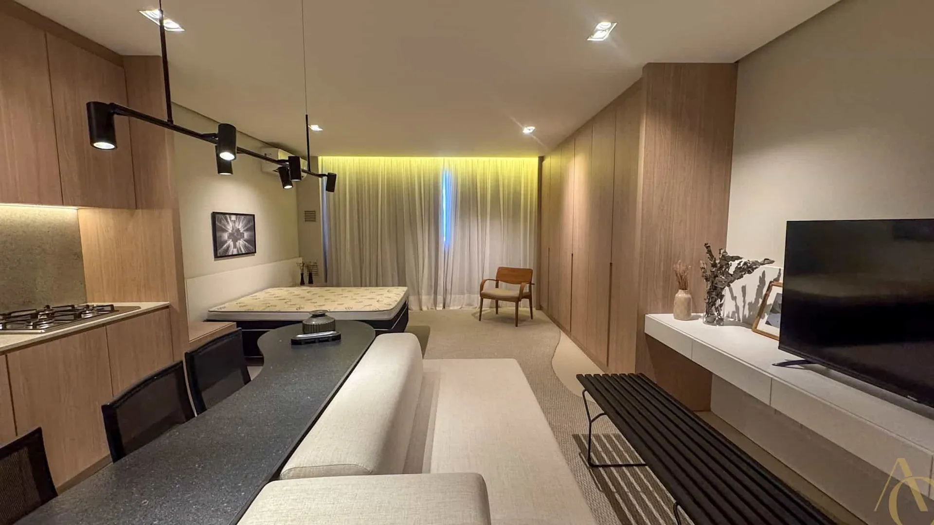 Furnished studio with integrated kitchen and 1 bathroom — photo 9