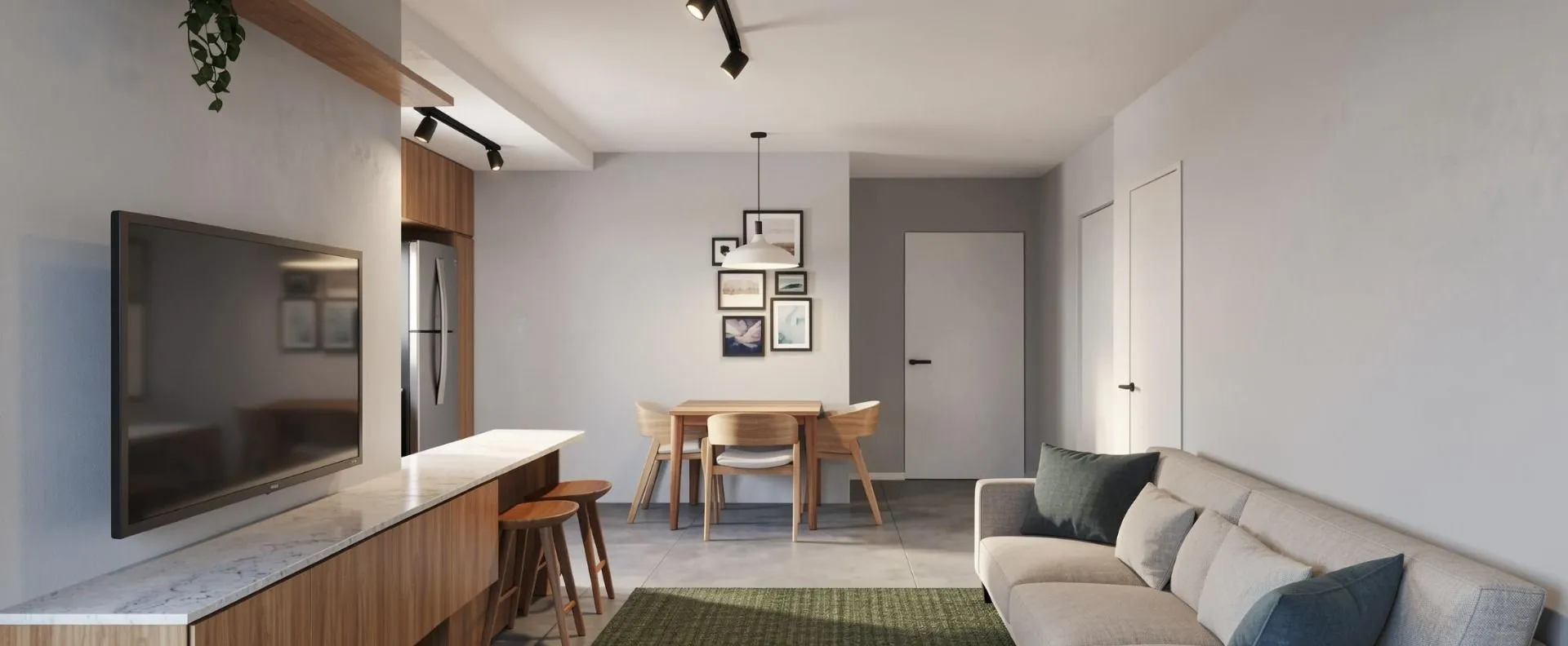 Furnished studio with 1 bedroom and 1 covered space