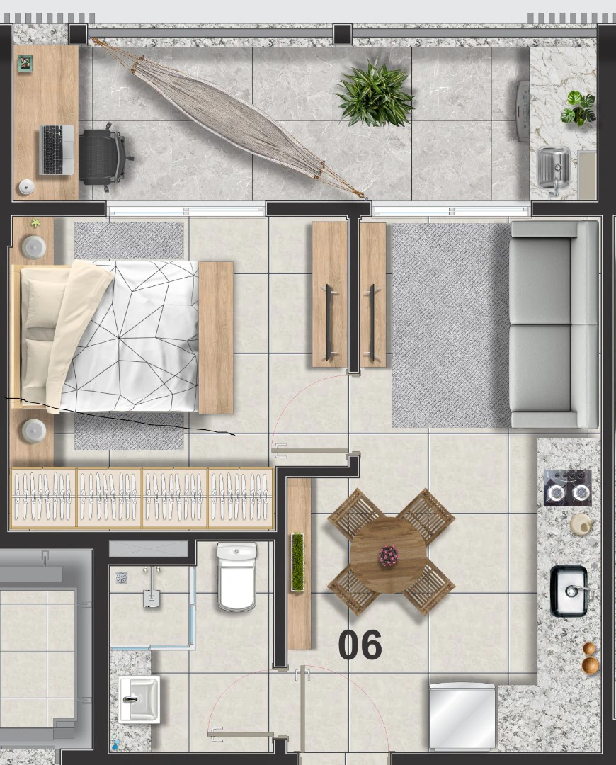 Apartamento mobiliado com 1 quarto e sacada envidraçada — photo 15
