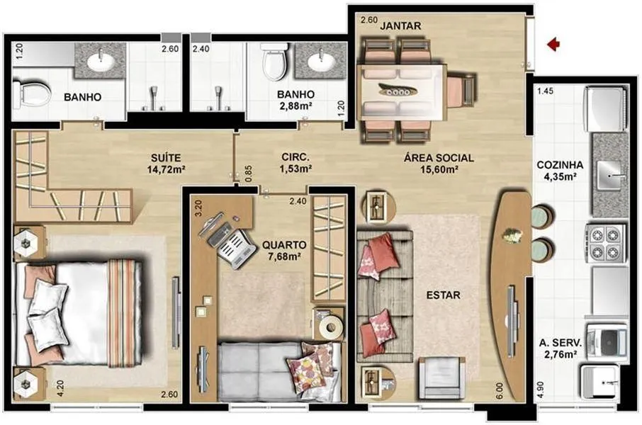 Apartment on the 1st floor with a grill on the balcony — photo 52
