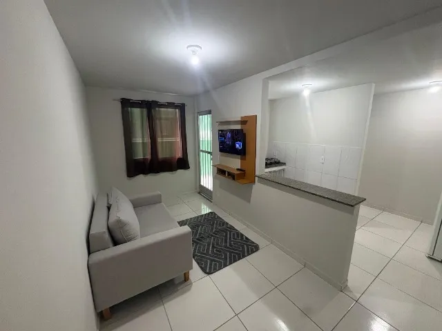 Furnished studio with glass-enclosed shower